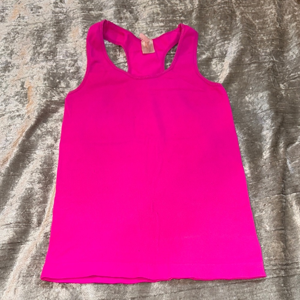 Hot pink tank racer back top. Stretchy